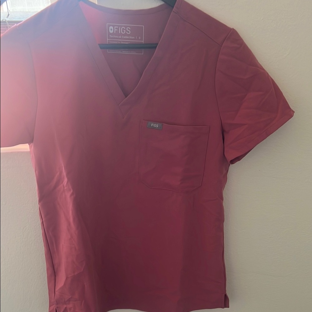 Figs Pink V-Neck Scrub Top